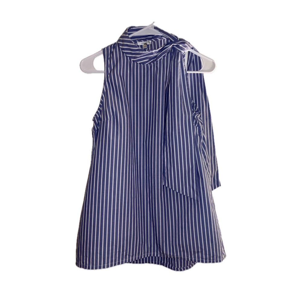 Tyler Böe Ella Striped Tie-Neck Blouse 100% Cotton in Blue & White - Size Small